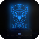 Lampara Led 3d Rgb Velador Acrilico Holograma Paw Patrol