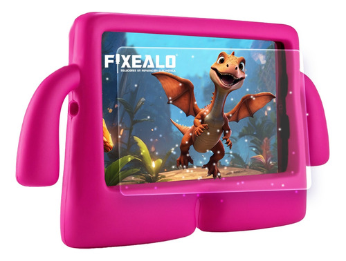 Funda Infantil Para iPad Niño Y Niña Manitas Rosa + Mica