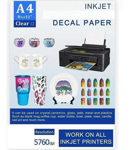 5 Papel Decal Calcomania Deslizable Agua Uñas Cerámica Taza