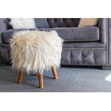 Puff Peludo Nordico Piel Sintetica Premiun Ekisetum Muebles