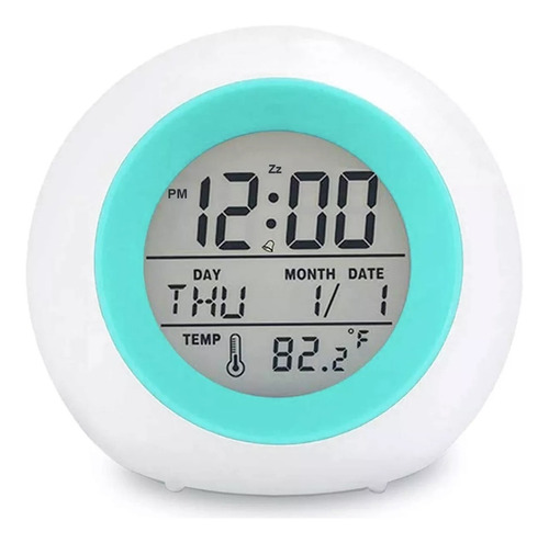 Reloj Despertador Pantalla Redondo Temperatura Alarma 