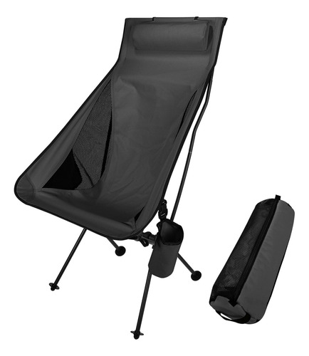 Silla De Camping Plegable Portátil Con Reposacabezas.