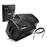 Kit Caixa Ativa Passiva Monitor Retorno 400w + Mesa De Som