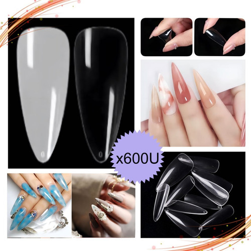 X600 Tips Stiletto Sistema Gel Press On Ultra Fino Flexible