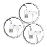 Kit 3 Cabos Carregador Usb 30pinos 2m P/iphone4 4s iPad iPod