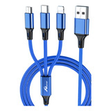 Cable Datos 3 En 1 Micro Usb, Tipo C Y Lightning 5.1a, 120mm