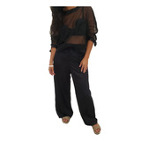 Conjunto  Christian Dior Gasa Negro Pantalon Y Remera 