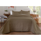 Colcha Cobre Leito Matelado Liso Queen 3 Peças Cor Khaki