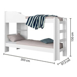 Cama Beliche Conquista Moveis Indy 1 Corpo Cor Branco Fabricado Em Madeira, Mdp