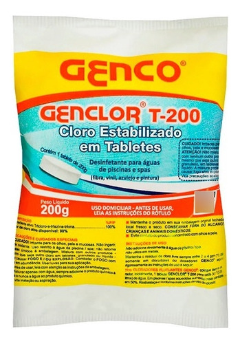 Kit C/ 50 Cloro Piscina Pastilha Estabilizada T200g Genco