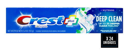 Crest Plus Kit X24 Pasta Dental Deep Clean Fluor Menta 