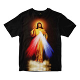 Camiseta Jesus Misericordioso Fundo Preto