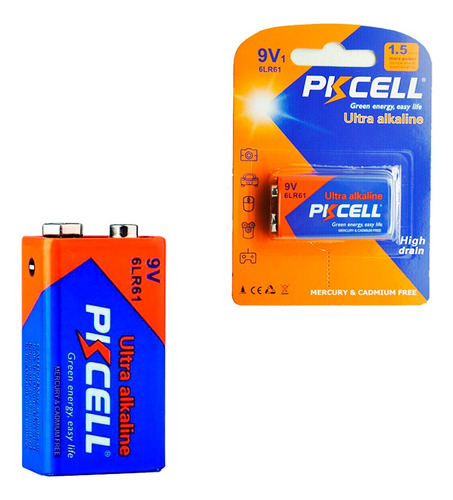  Pila 9v Batería Cuadrada 9v Ultra Alcalina Pkcell® 6lr61