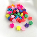 Pack 40 Dijes Pasantes 10mm Fimo Forma Flores Colores