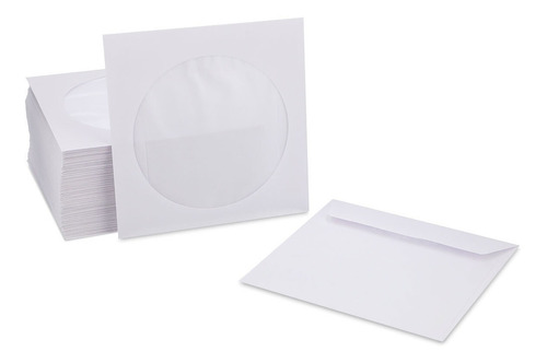 Sobre De Papel Blanco Con Ventana Para Cd/dvd, 100 Pk.