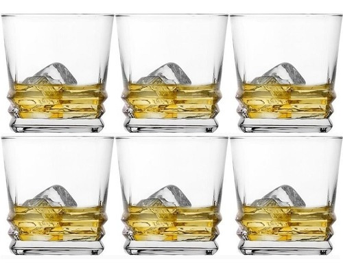 Set De 6 Vasos Bajos Premium Whisky Marca Lav 315ml Vidrio Color Transparente