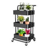 Carrito Auxiliar Organizador Multi Uso 3 Niveles Ruedas 360 Color Negro