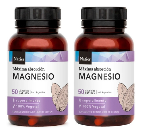  Suplemento En Cápsula Natier  Magnésio Magnesio En Frasco De 50ml 50 Un Pack X 2 U