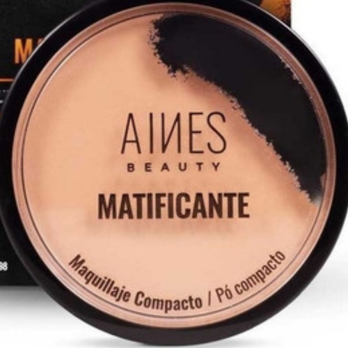 Maquillaje Compacto Matificante Aines Beauty Tono Medio 9g