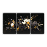 90x45cm Tres Lienzos Concepto Living Gold & Black Flores