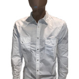 Camisa De T/ Jean Poplin Wrangler Hombre Original Blanca 
