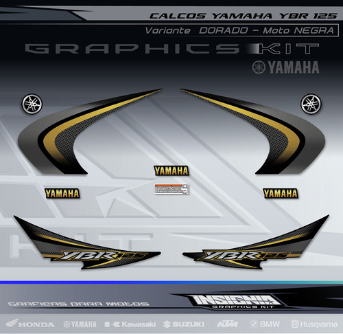 Calcos Yamaha Ybr 125 - Variante Dorado - Insignia Calcos