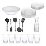 Set Vajilla Completa Vidrio 6 Personas Platos 