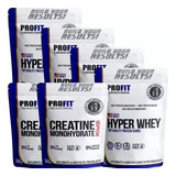 4 Hyper Whey 900g (3,6kg) + 2 Creatina 300g(600g) Profit Sabor 2chocolate + 2chocolate