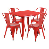 Flash Furniture Grado Comercial 31.5  Cuadrado Rojo Metal In
