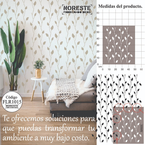 Stencil Plantilla Hojas Ramas Decorativo  50x60 Flr1015 Muro