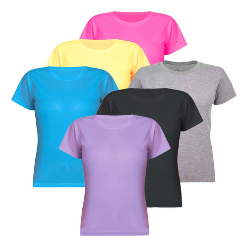 Kit 6 Blusas Camisetas Para Estampar Feminina (atacado)