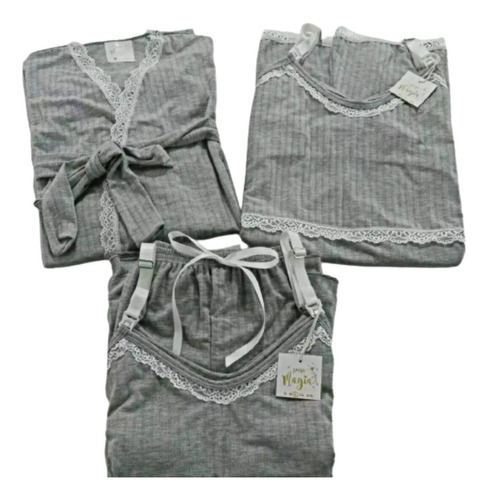 Camison+pijama+bata  De Lactancia O Clasico Combo Completo 