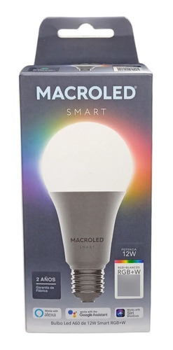 Lampara Led Bulbo A60 Smart Rgb + Blanco 12w Macroled