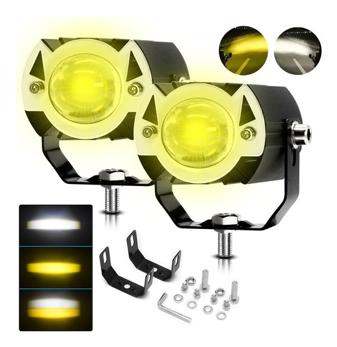 Par Luces Led Auxiliares Faros De Lupa Para Auto Moto 200w