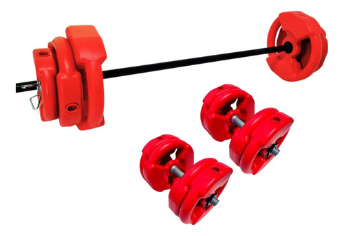 Kit Barra 30kg Mancuernas Pvc Discos Acanalados 360fitness 