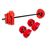 Kit Barra 30kg Mancuernas Pvc Discos Acanalados 360fitness 