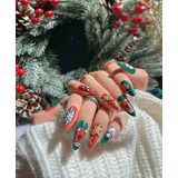 Uñas Navidad Press On Reutilizables X 24 Piezas + Pegante 