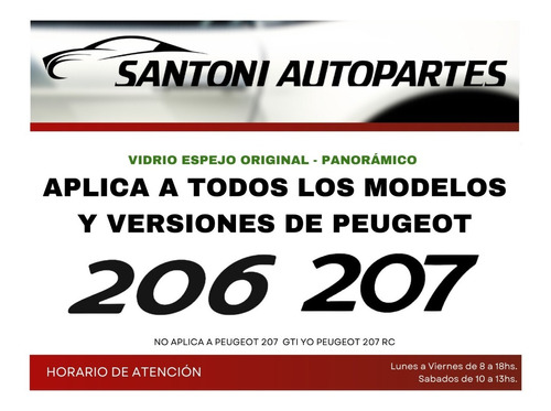 Espejo Peugeot 206 207 Vidrio Con Base Original Foto 3