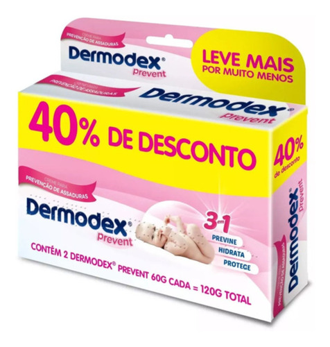 Pack Creme Preventivo De Assaduras Dermodex Prevent Caixa 120g 2 Unidades Leve Mais Pague Menos