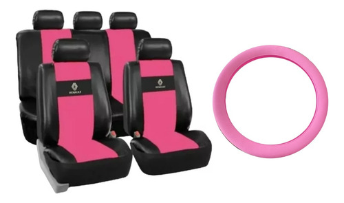 Funda Cubre Asiento Rosa Y Cubvol Silicona Clio Kangoo Logan