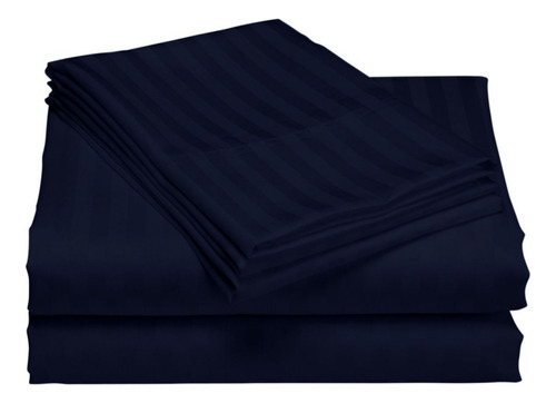 Juego De Sábanas Semidoble Azul Navy 120x190 Fuelle 30 Cm 