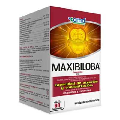 Maxibiloba Cmd Ácido Glutámico\u002Fginkgo Biloba 60 Comprimidos Sabor Sin Sabor | MercadoLibre