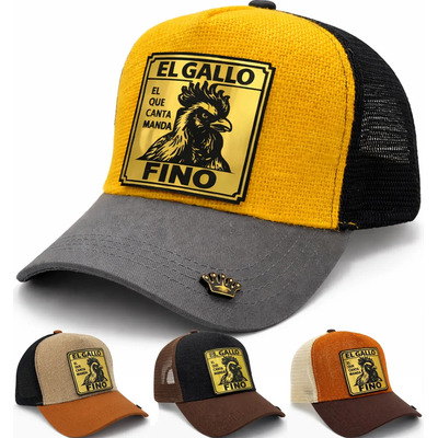 Gorra Para Hombre El Gallo Fino Trucker Placa Dorada Vaquera Dorado Un Yute | MercadoLibre