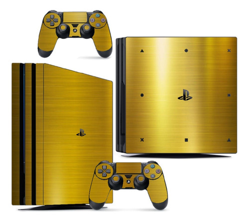 Skin Ps4 Pro Compatível Playstation Cromo Ouro Gold Escovado