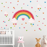 Vinilos Decorativos Infantil Arcoiris Nórdico Nenas Acuarela