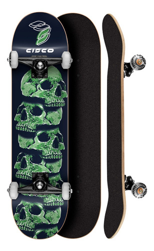 Skate Montado Cisco Skull Green 8.0 - Pronto Para Andar