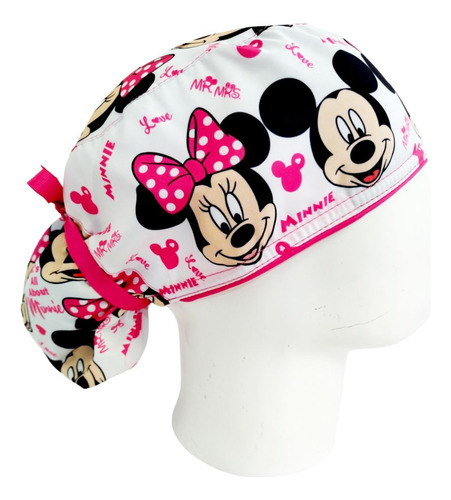 Gorro Quirúrgico Mujer + Lanyard Mini Mouse Blanco