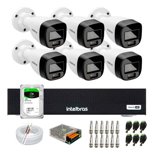 Kit Intelbras 6 Full Color Vhd 1220b Dvr 8 Mhdx 1008c C/1tb