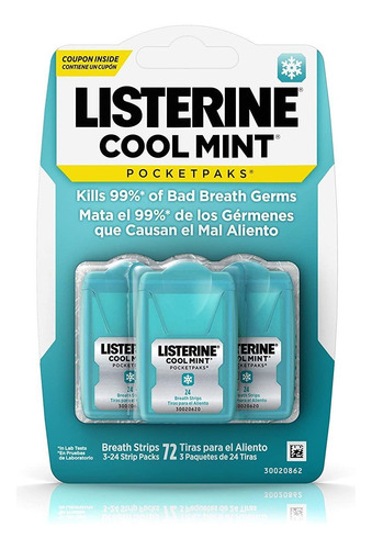 Folhas Listerine Pocketpaks Cool Mint 72 Und