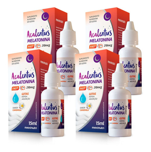 Kit 4 Melatonina Camomila 210mcg Gotas 15 Ml Maxinutri